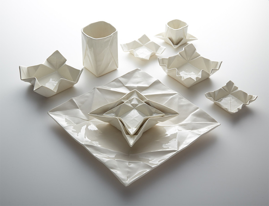 Creative Origami-Shaped Ceramic Tableware and Glasses-0
