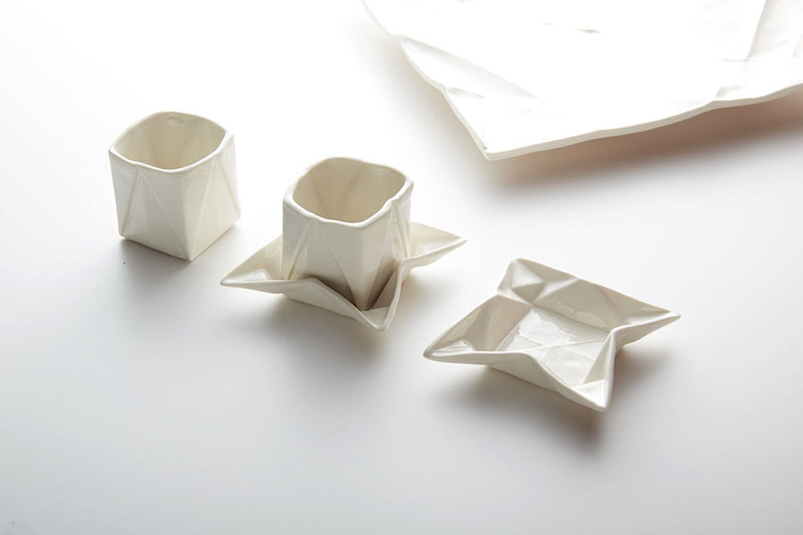 Creative Origami-Shaped Ceramic Tableware and Glasses-1