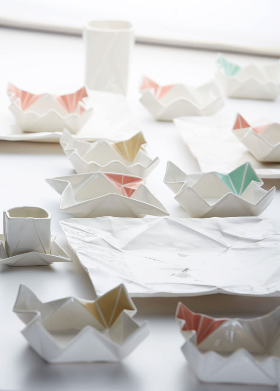 Creative Origami-Shaped Ceramic Tableware and Glasses-4