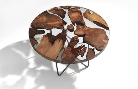 Design Resin Table with Rare Wood Inside