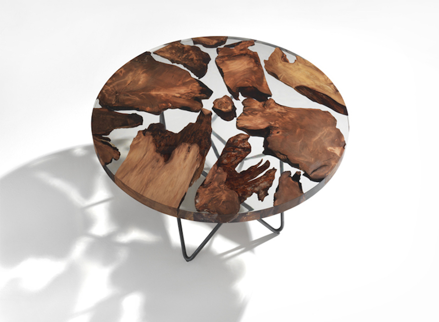 Design Resin Table with Rare Wood Inside-0