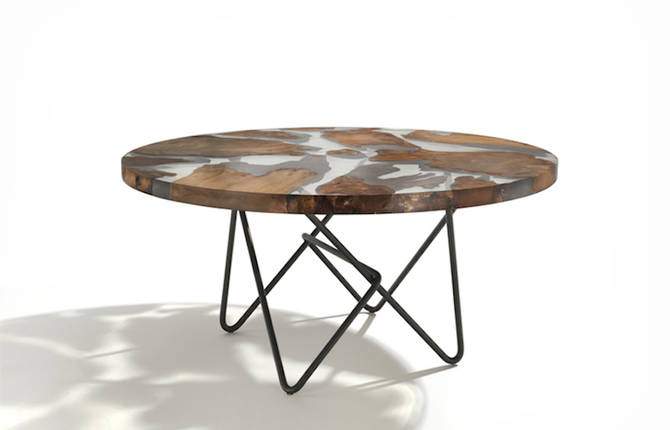 Design Resin Table with Rare Wood Inside