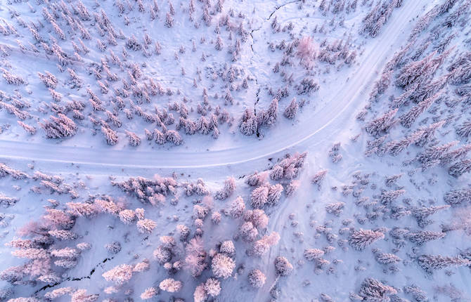 Gorgeous Aerial Pictures of a Snowy Forest in Finland