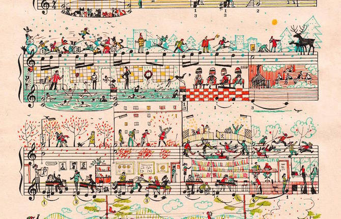 Tiny Illustrations on Russian Music Partitions