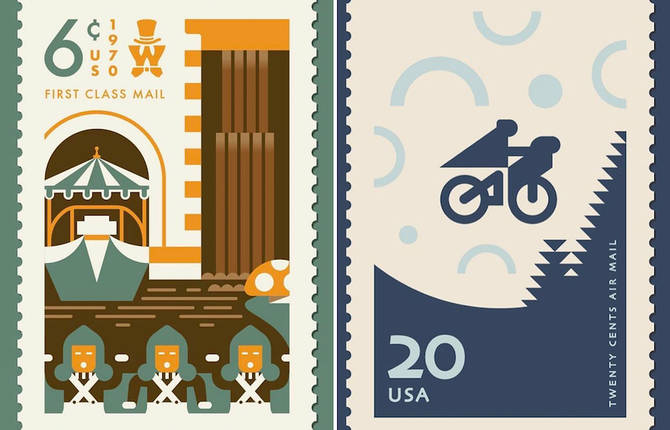 Stamps Created with 80&rsquo;s Pop Culture References