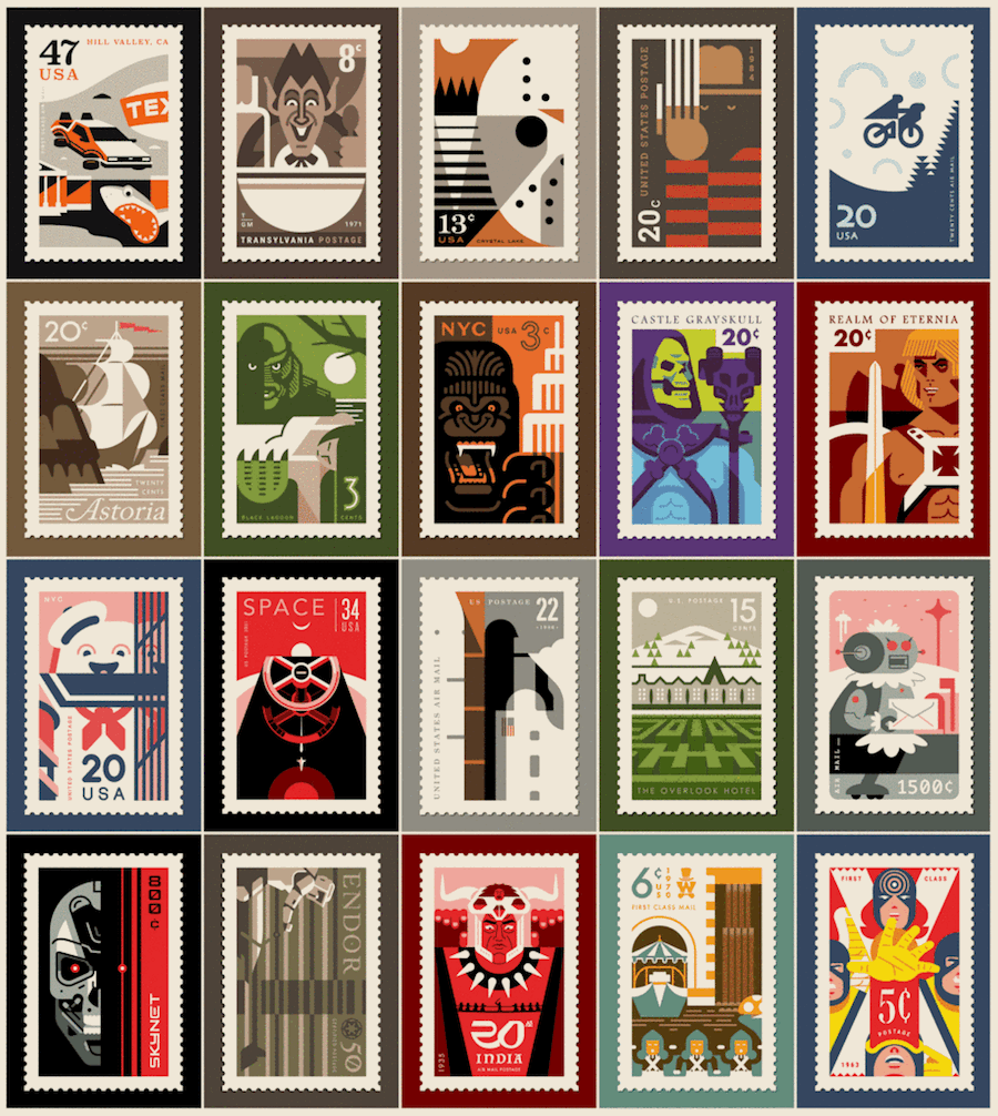 Stamps Created with 80's Pop Culture References-11