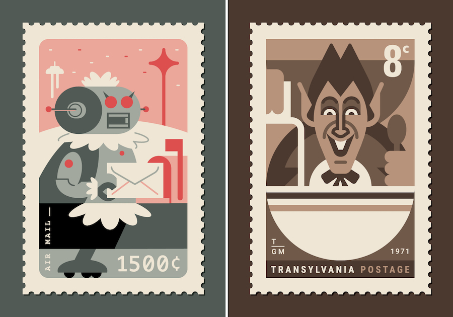 Stamps Created with 80's Pop Culture References-3