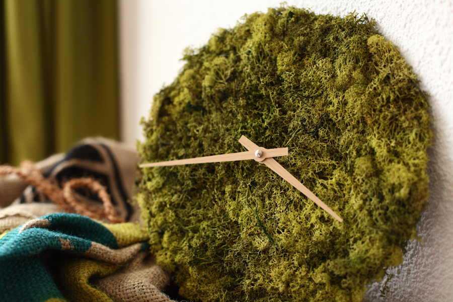 Stylish Clock and Pendant Covered with Icelandic Moss-0