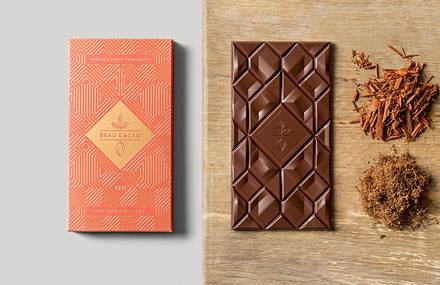 Very Graphic Design of Chocolate Bar and Packaging for Beau Cacao