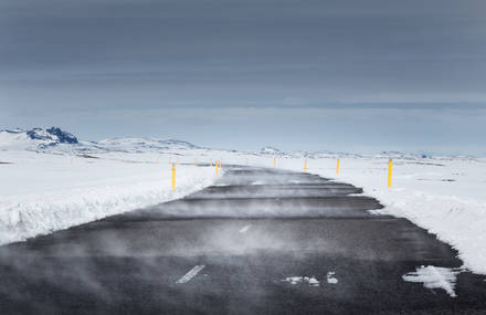 Driving Along the Road Nr. 1 in Iceland