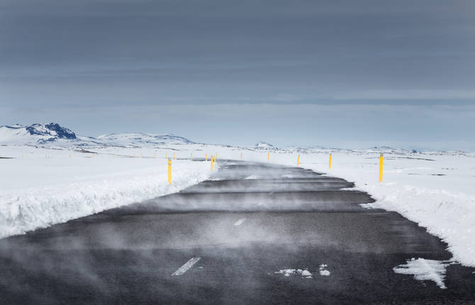 Driving Along the Road Nr. 1 in Iceland
