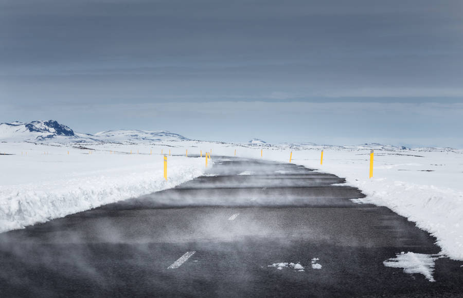 Driving Along the Road Nr. 1 in Iceland