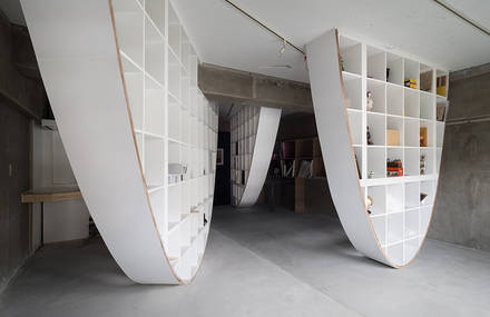 Beautiful Reverse Parabola Bookcase