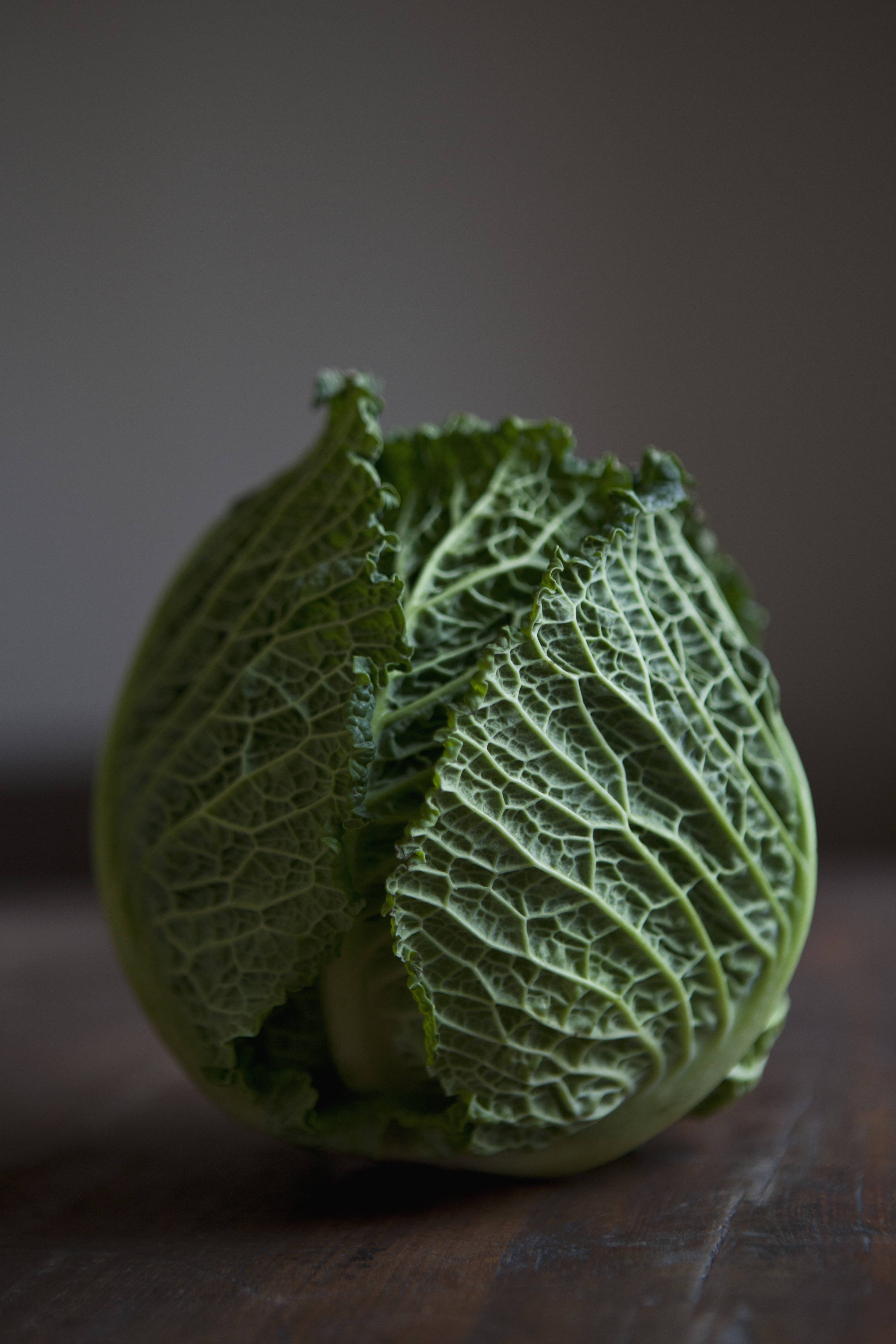 Savoy cabbage on table