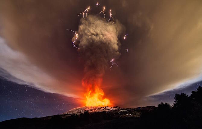 Unique Photographs of Etna Vulcan in Eruption