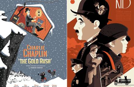 Graphic Illustrated Posters of Famous Charlie Chaplin&rsquo;s Movies