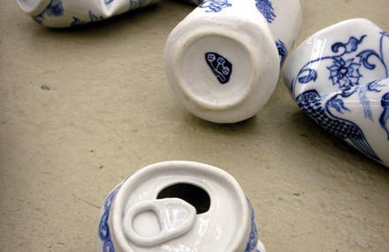 Smashed Can Porcelain Sculptures