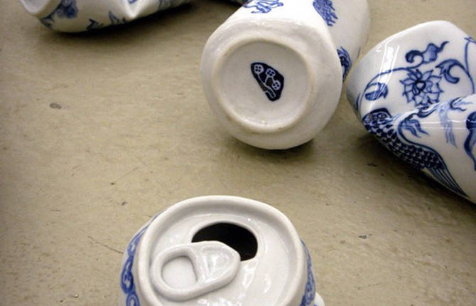 Smashed Can Porcelain Sculptures