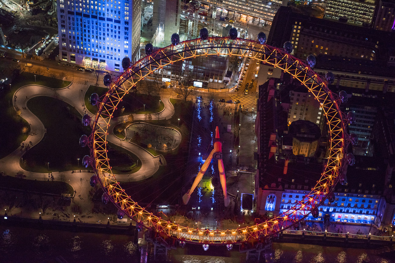 The London Eye
Don’t call it a Ferris wheel; at 135m high, this is the world’s tallest cantilevered observation wheel. On a clear day, you can see up to 25miles in all directions from any one of the 32 capsules.