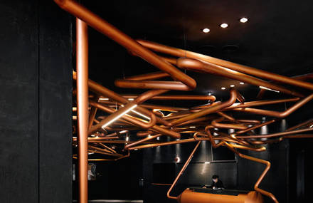 Impressive Copper Pipes in Shanghai Cinema
