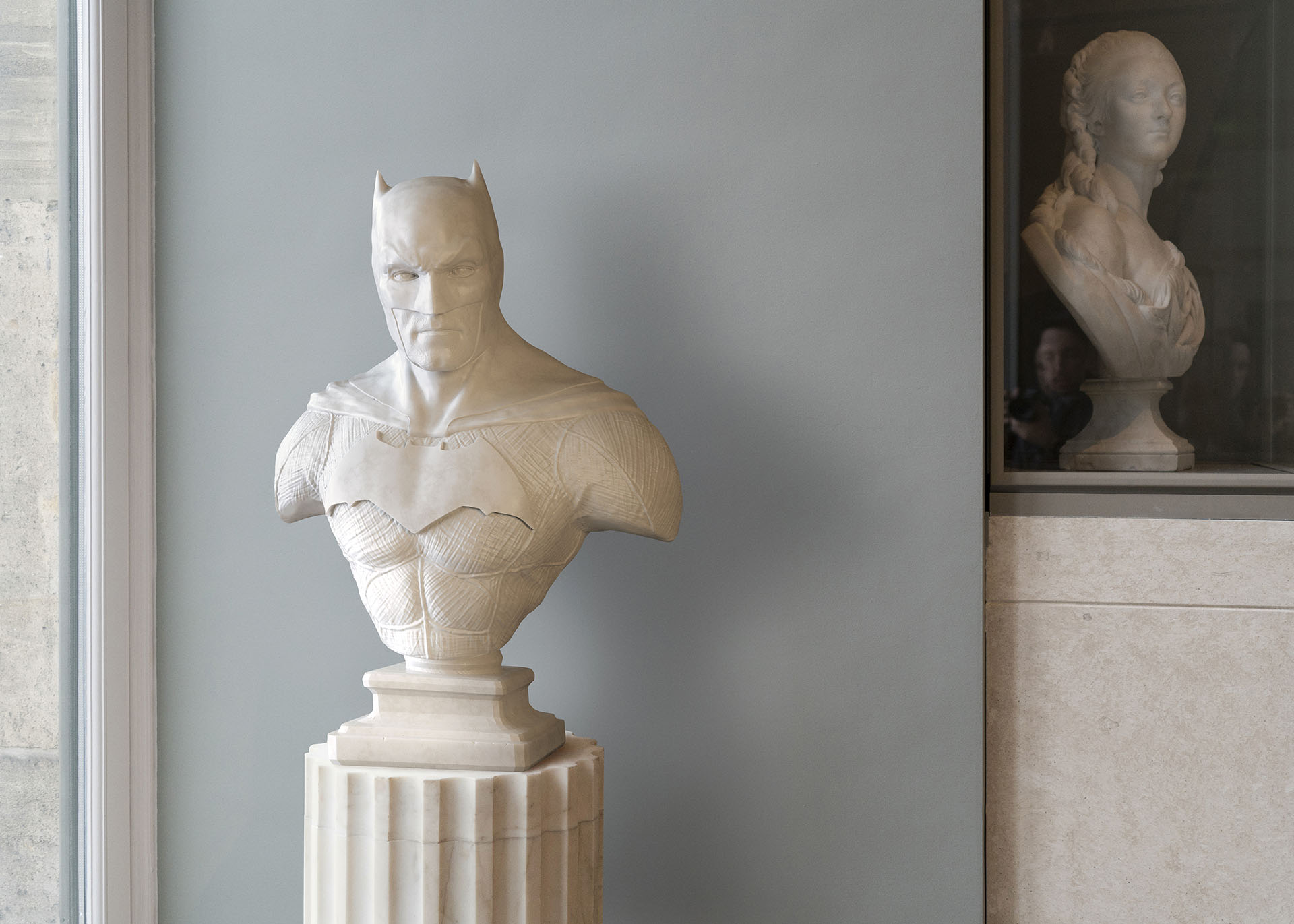 Concept illustration of marble classical head bust sculpture fotomural •  fotomurais branco, super-herói, super
