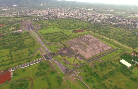 Aerial Footage of the Ancient Pyramids of Teotihuacan