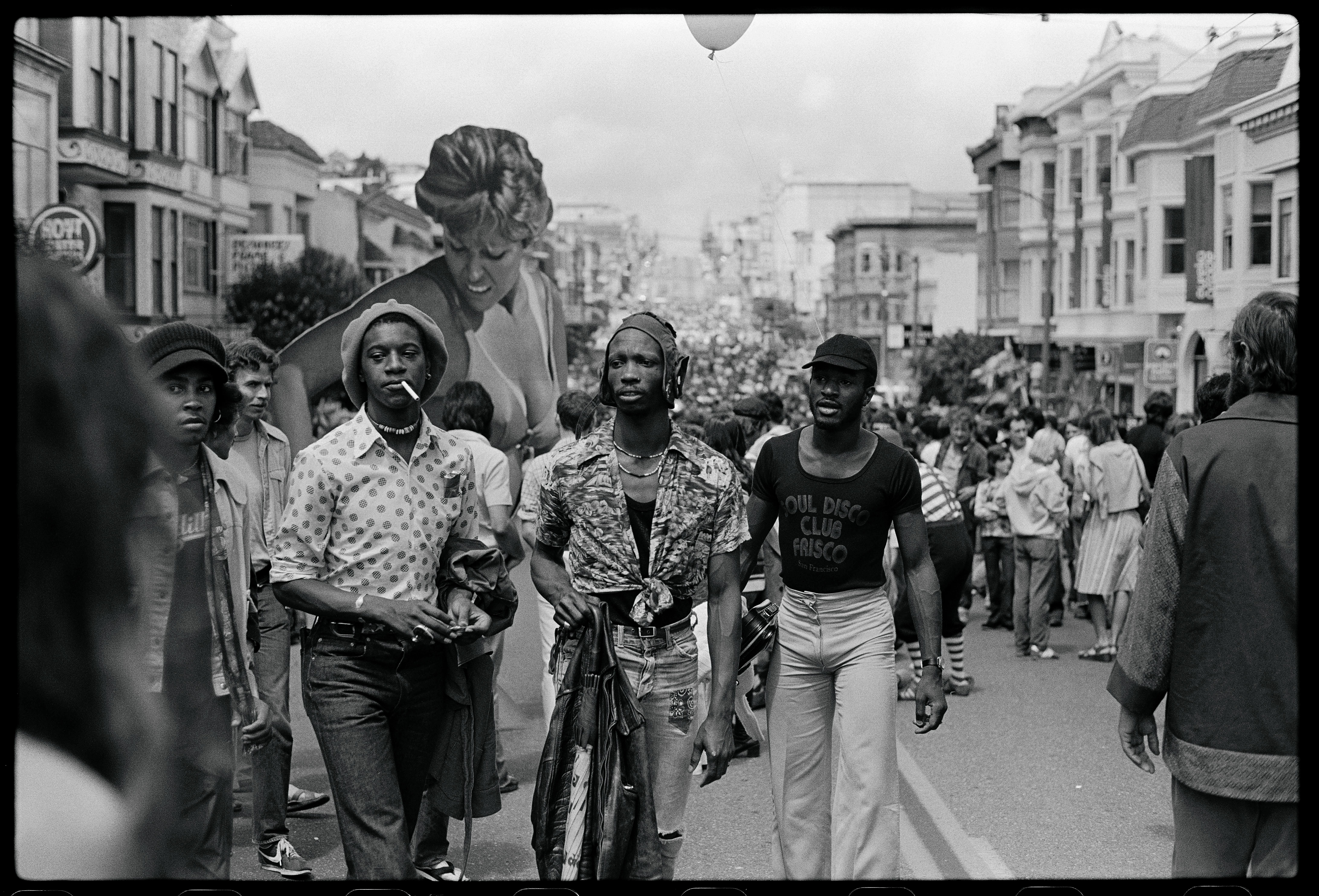 Castro Street Fair, December Wright (middle) and friends, 1976_0