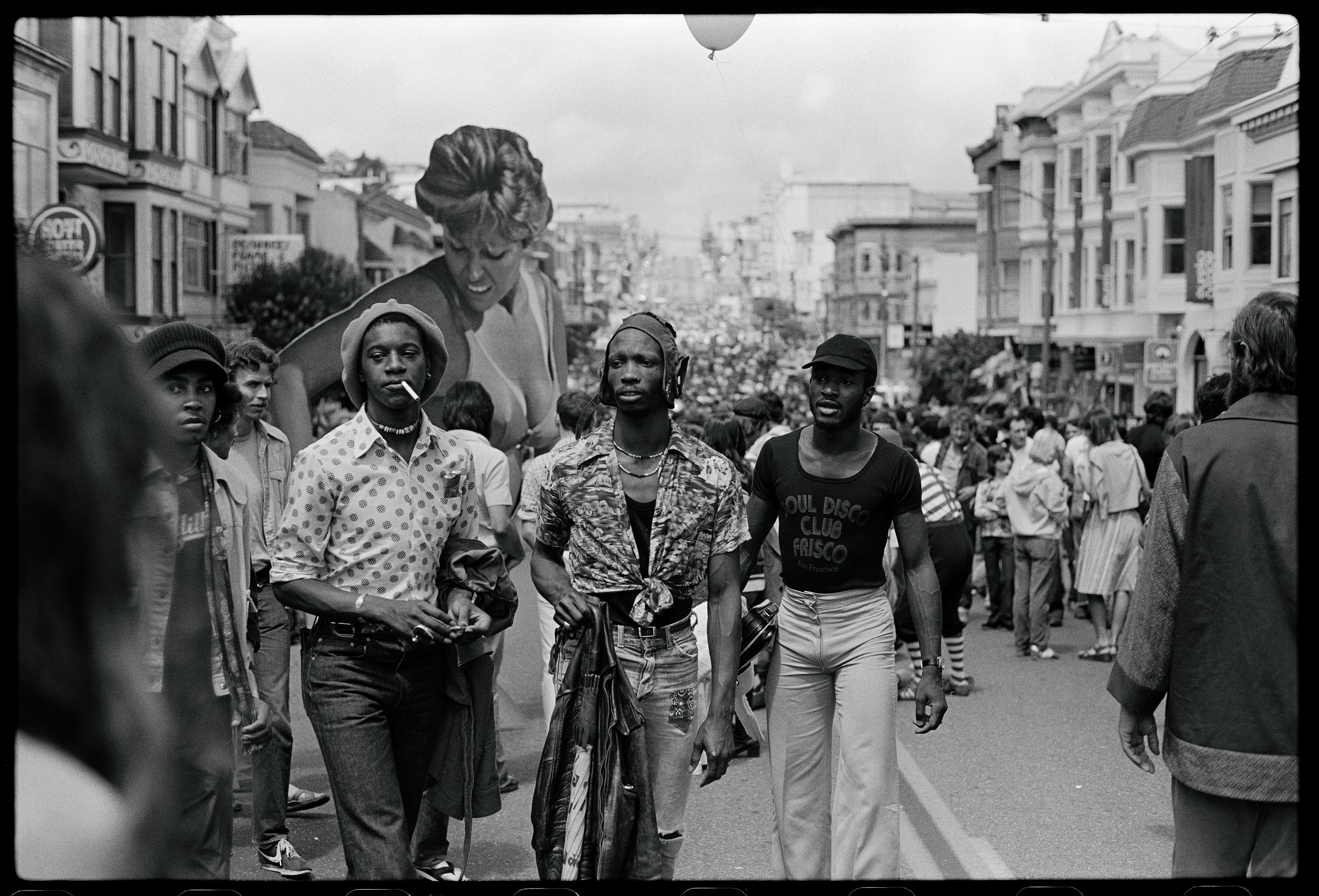 Castro Street Fair, December Wright (middle) and friends, 1976_0