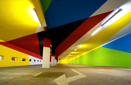 Geometric Mural in Saint-Gervais Parking Lot