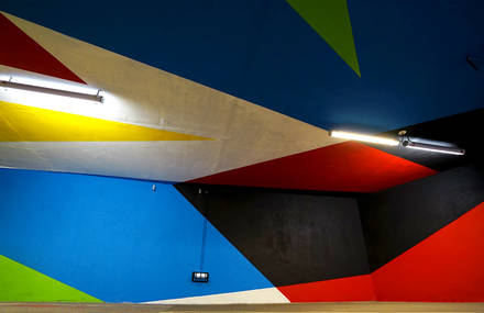 Geometric Mural in Saint-Gervais Parking Lot