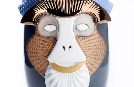Beautiful Vases with Colorful Primates Heads