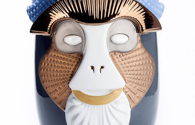 Beautiful Vases with Colorful Primates Heads