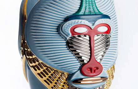 Beautiful Vases with Colorful Primates Heads