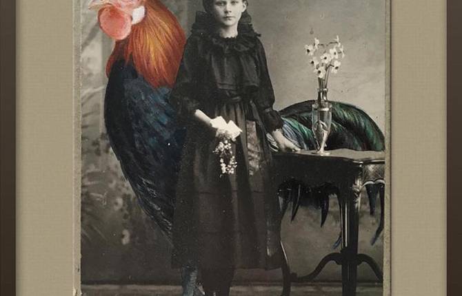Oversized Oil Paintings of Animals in Vintage Photographs