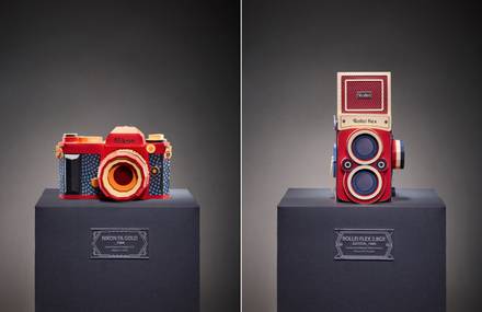Colorful Reproductions of Vintage Camera in Paper