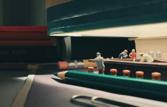 Cute Miniature Scenes Made with Office Supplies