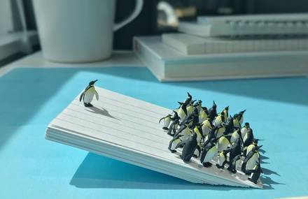 Cute Miniature Scenes Made with Office Supplies