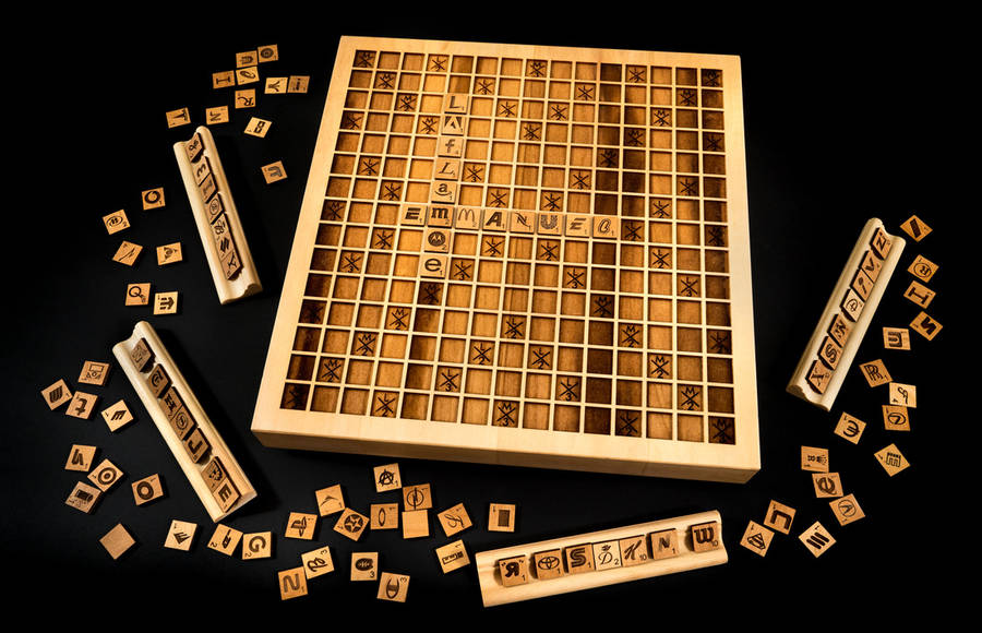 Wooden Scrabble Imagined with Brand Logos