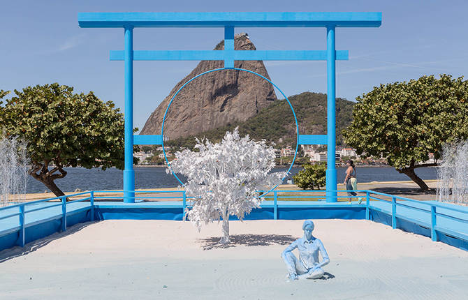 Blue Japanese Zen Garden