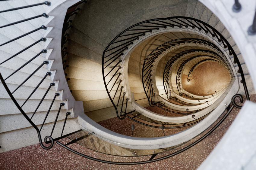 Directly above shot of spiral staircase