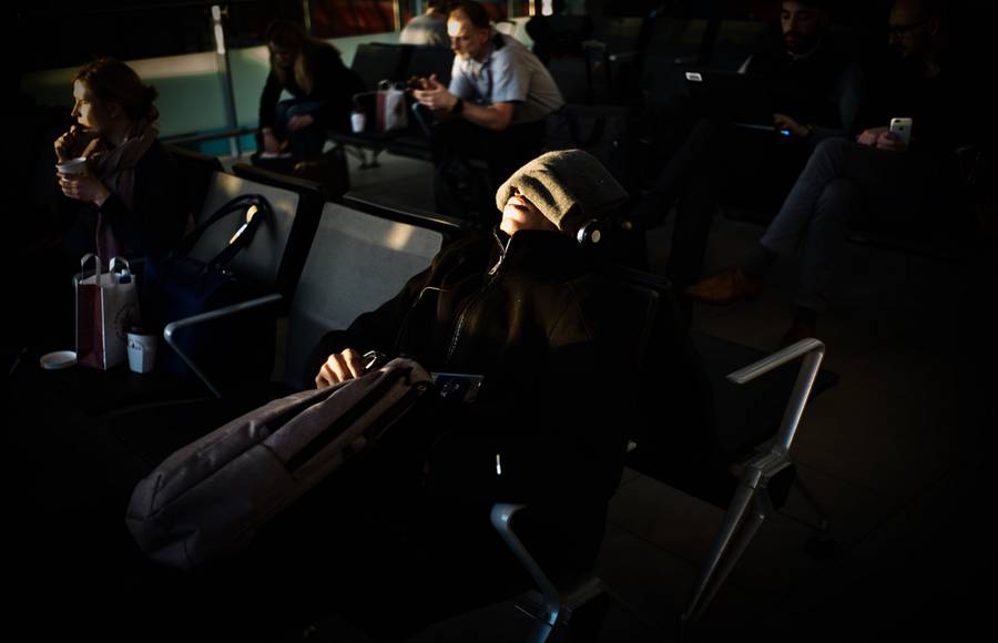 Sleeping Voyagers in Paris Airport