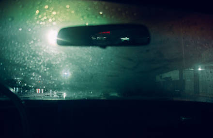 Mysterious Series of a Lonely Car under Neon Light