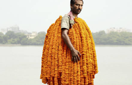 Indian Flower Men From The Malik Ghat Market