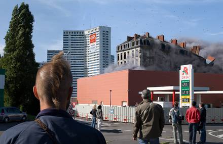 Interesting Photomontages of Buildings Being Demolished