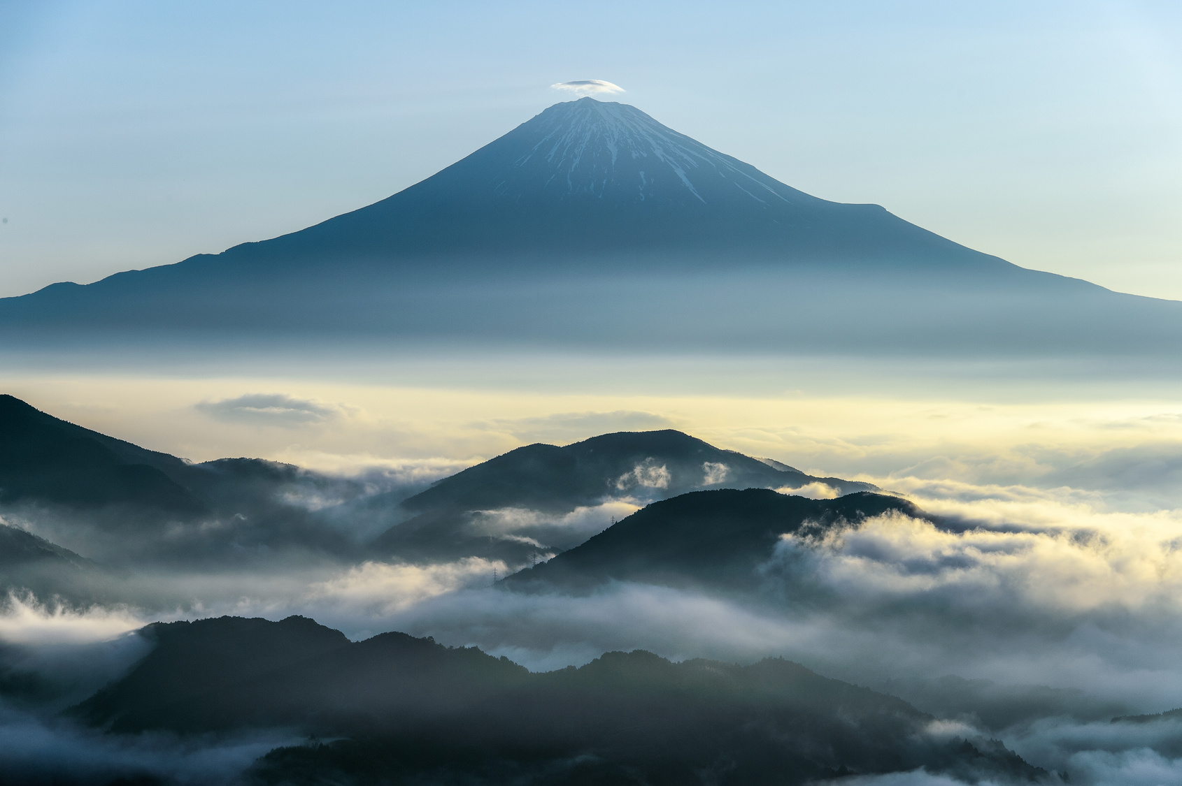 Mount Fuji in mist, Fujisan, Japan