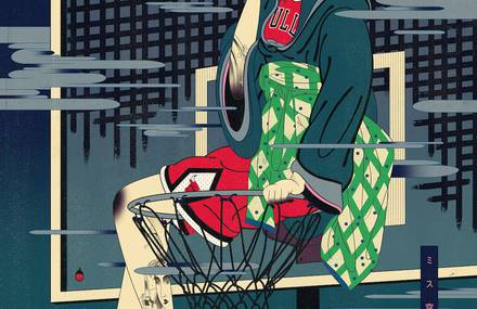 Illustrations Mixing Japanse Art & Basketball
