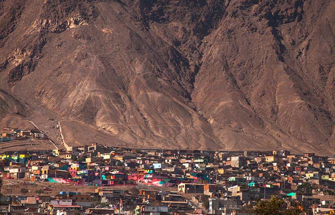 Brightly Colored Neighborhood in Chile