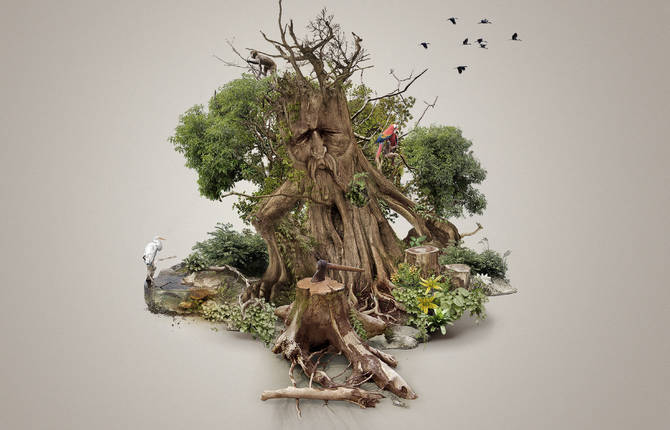 Fantastic Digitally-Manipulated Floating Islands