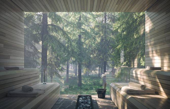 A Quiet Hotel Resort in the Forest