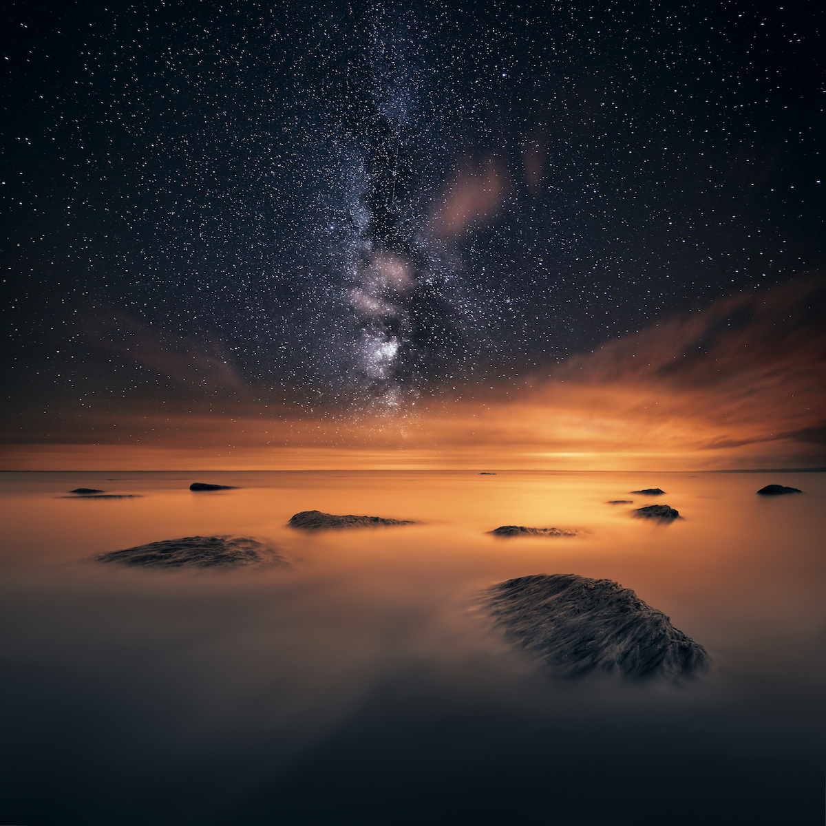 Stars at night, Lough Neagh, Northern Ireland, UK